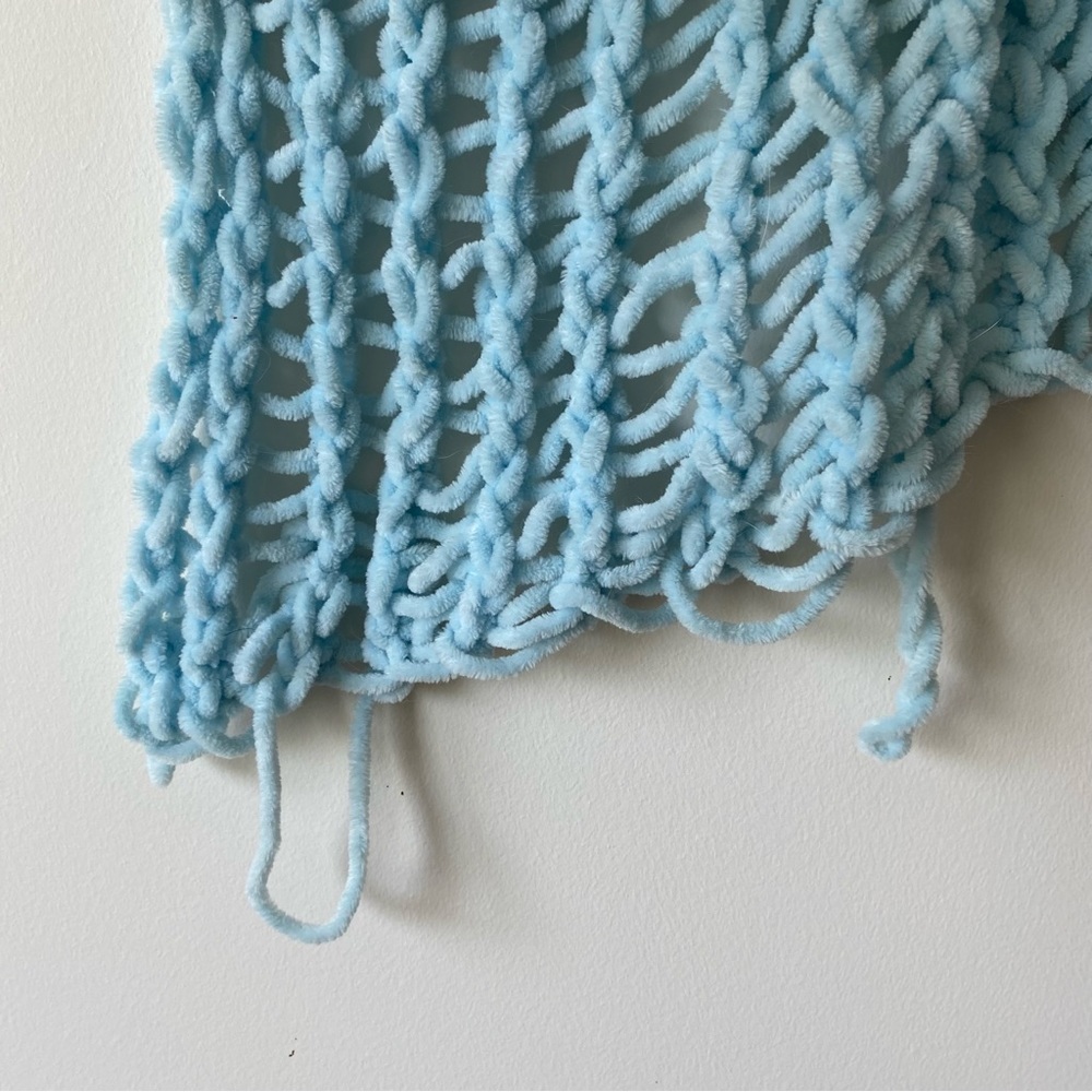 Hand Knit Scarf Baby Blue - Picture 3 of 4